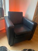 Zwart leren stoel, Huis en Inrichting, Ophalen, Gebruikt, 50 tot 75 cm, Leer