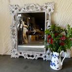 Barok spiegel -houten lijst - wit - 100 x 80 cm - TTM Wonen, 100 tot 150 cm, Nieuw, Info@ttmwonen.nl, 75 tot 100 cm