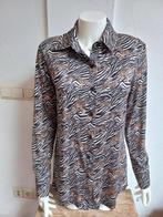 Iz Naiz dessin travelstof blouse M tijger/panter, Maat 38/40 (M), Ophalen of Verzenden, Zo goed als nieuw, Zwart