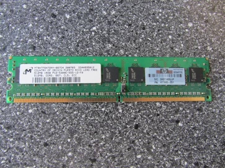 512MB PC2-5300 667Mhz ECC DDR2 Memory Module, Computers en Software, RAM geheugen, Zo goed als nieuw, Server, 1 GB of minder, DDR2