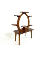 Vintage XL plantentafel ‘60, Huis en Inrichting, Tafels | Bijzettafels, Vintage retro buisframe design rotan webbing papercord deens