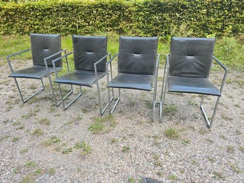 4 x Arco Frame zwart leder (voor refurbish), Huis en Inrichting, Stoelen, Gebruikt, Vier, Leer, Zwart, Ophalen