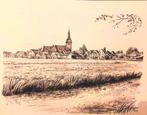 Harmelen -  Gezicht op het dorp -  C.J.Th. Schut., Antiek en Kunst, Kunst | Tekeningen en Foto's, Ophalen of Verzenden