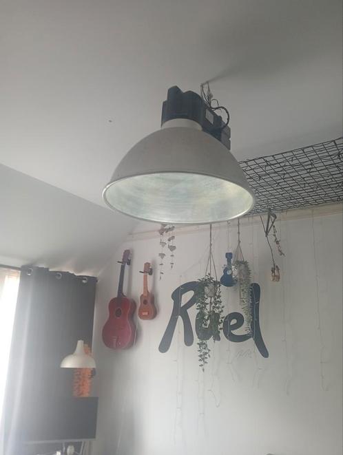 Grote industriële werkplaatslamp, Huis en Inrichting, Lampen | Hanglampen, Gebruikt, Minder dan 50 cm, Metaal, Ophalen