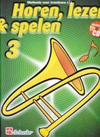 Horen Lezen & Spelen  3 voor Trombone (G-sleutel) +cd-netjes, Muziek en Instrumenten, Bladmuziek, Trombone, Les of Cursus, Gebruikt