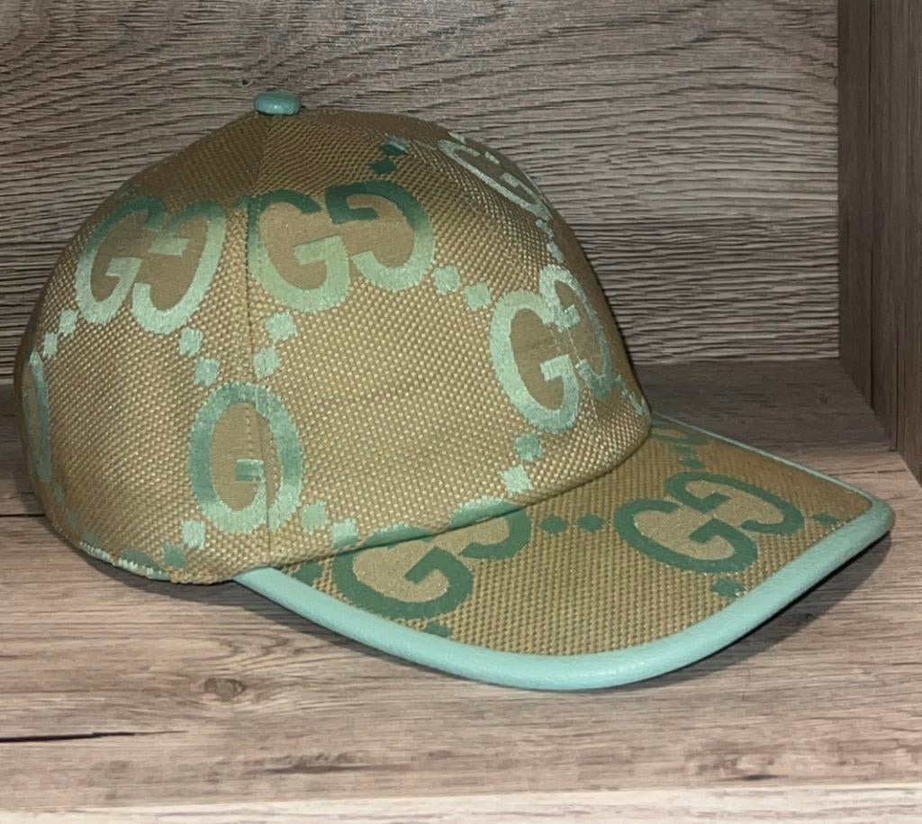 Gucci Jumbo GG pet lichtgroen, Kleding | Heren, Hoeden en Petten, Ophalen of Verzenden, Zo goed als nieuw
