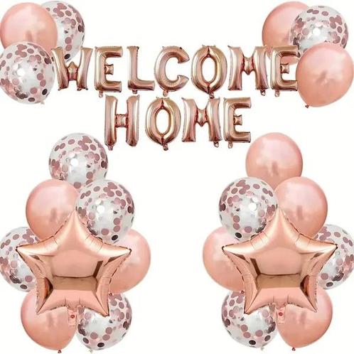 Welcome Home ballonnen set XL rose goud, Hobby en Vrije tijd, Feestartikelen, Nieuw, Versiering, Overige, Ophalen of Verzenden