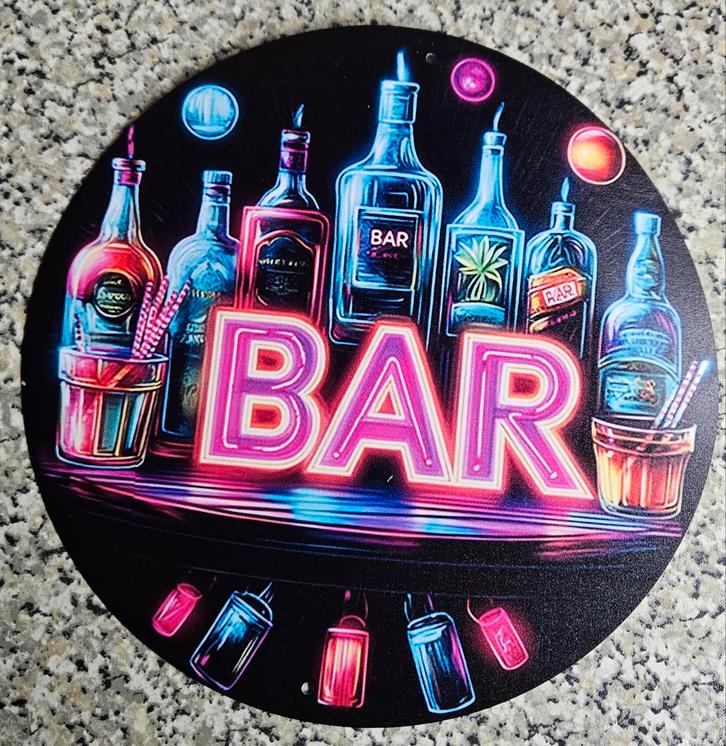 Neon Bar Bord, Tuin en Terras, Tuinwanddecoratie, Nieuw, Ophalen of Verzenden