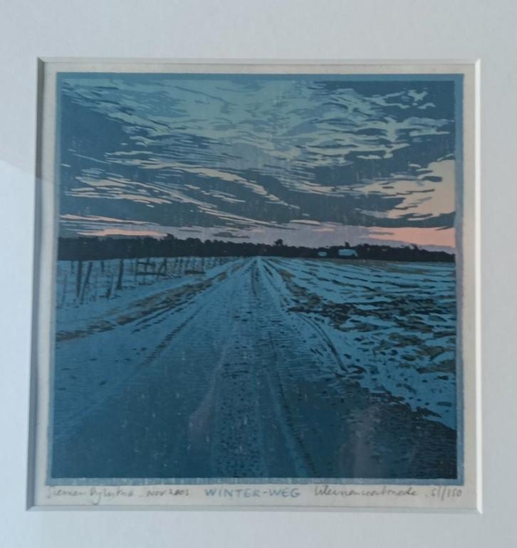 Siemen Dijkstra (1968) - Winter-weg, Antiek en Kunst, Kunst | Schilderijen | Klassiek, Ophalen of Verzenden