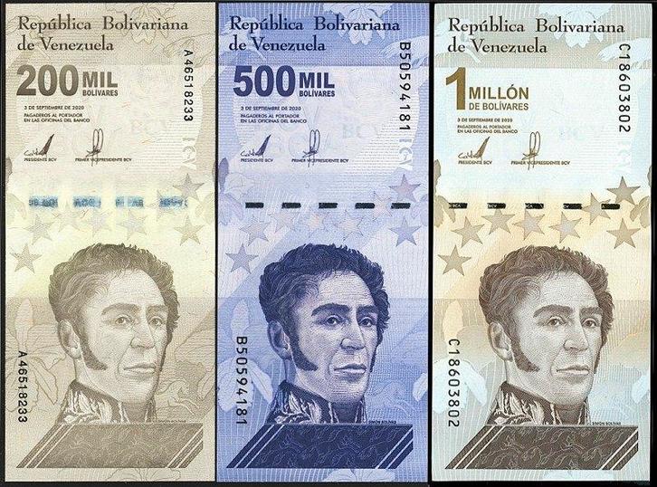 Venezuela 2020, 200.000,500.000,1 miljoen Bolivares (UNC), Postzegels en Munten, Bankbiljetten | Amerika, Setje, Zuid-Amerika