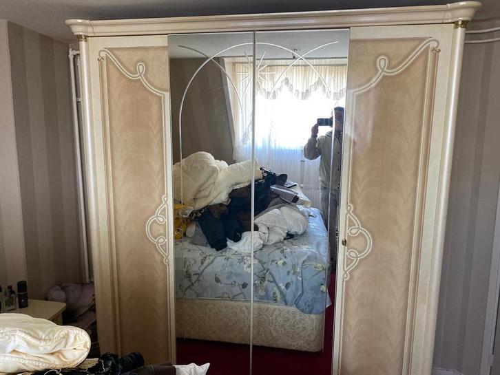 Kledingkast met spiegeldeuren, Huis en Inrichting, Kasten | Kledingkasten, Gebruikt, 150 tot 200 cm, 100 tot 150 cm, 50 tot 75 cm