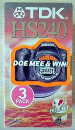 1 verpakking van 3 (lege) TDK HS240 videobanden, Cd's en Dvd's, VHS | Film, Alle leeftijden, Ophalen of Verzenden, Nieuw in verpakking