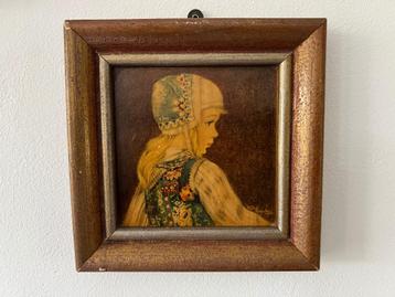 Reproductie: “Marker meisje”, Hollands miniatuur schilderij. beschikbaar voor biedingen
