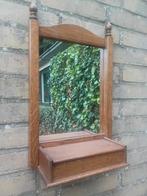 Vintage halspiegel massief eiken, Antiek en Kunst, Antiek | Spiegels, Ophalen of Verzenden, Rechthoekig, Minder dan 50 cm