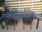 Tafel 220x100 met 4 bijpassende stoelen, Tuin en Terras, Ophalen, Gebruikt