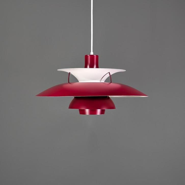 PH 5 Louis Poulsen Lamp – Iconisch Deens Design - Bordeaux, Huis en Inrichting, Lampen | Hanglampen, Zo goed als nieuw, 75 cm of meer