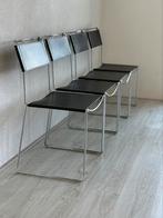 Vintage Italiaanse eetkamerstoelen, Huis en Inrichting, Stoelen, Ophalen of Verzenden, Zo goed als nieuw, Zwart, Leer