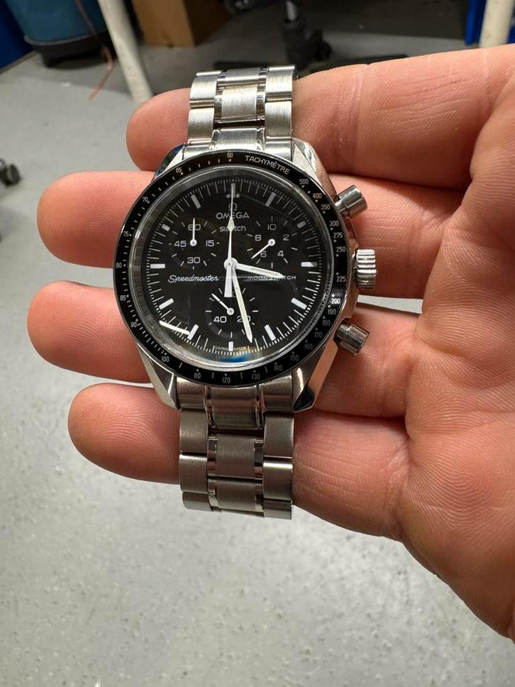 Omega x swatch speedmaster mod, Sieraden, Tassen en Uiterlijk, Horloges | Heren, Zo goed als nieuw, Omega, Staal, Ophalen