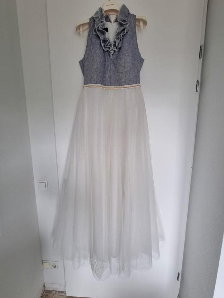 Trendy jeans look trouwjurk Linea Raffaelli, Kleding | Dames, Trouwkleding en Trouwaccessoires, Gedragen, Trouwjurk, Wit, Ophalen of Verzenden