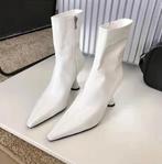 Witte glimmende dames enkellaarzen lage laarzen laarsjes lak, Nieuw, Lage of Enkellaarzen, Wit, Verzenden