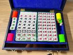 Vintage Mahjong Bordspel in Blauwe Koffer, Hobby en Vrije tijd, Gebruikt, Ophalen of Verzenden