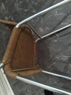 Rotan Stoel met Metalen Frame, Huis en Inrichting, Stoelen, Gebruikt, Bruin, Vintage, Ophalen of Verzenden