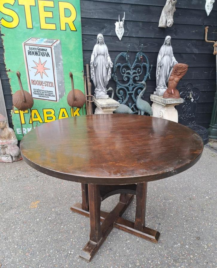 Echte oude ronde café bar / restaurant tafel 110 cm doorsnee, Antiek en Kunst, Antiek | Meubels | Tafels, Ophalen