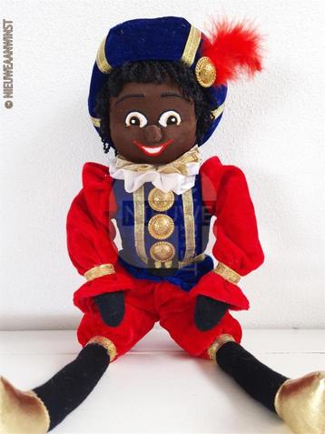 Authentieke Etos etalage zwarte Piet pop - 45cm, blauw/rood beschikbaar voor biedingen