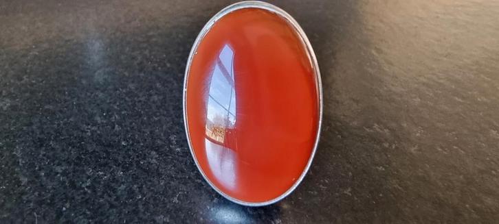 Zilveren vintage ring met carneool, Sieraden, Tassen en Uiterlijk, Ringen, Zo goed als nieuw, Dame, 17 tot 18, Zilver, Zilver