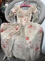 Antieke Franse jurk laat 19de eeuws rozen, Ophalen of Verzenden