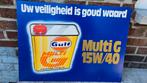 Origineel Gulf reclamebord jaren 70, Verzamelen, Merken en Reclamevoorwerpen, Ophalen, Zo goed als nieuw, Reclamebord