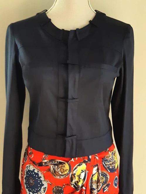 Chique set van blauwe blazer en rok met klok en kettingprint, Kleding | Dames, Jasjes, Kostuums en Pakken, Nieuw, Jasje, Maat 36 (S)