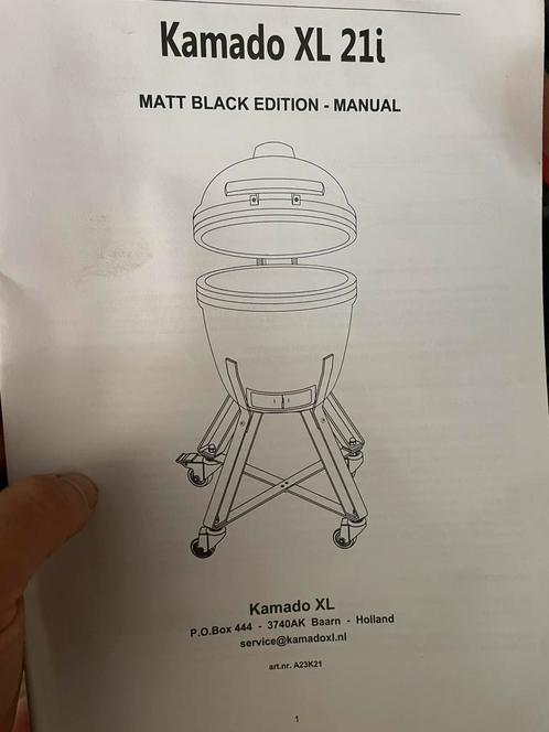 Kamado XL 21i Matt black edition nieuwe maar gebarsten, Tuin en Terras, Houtskoolbarbecues, Nieuw, Met accessoires, Ophalen