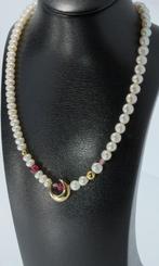 Schoeffel parel ketting 18k slot goud maan hanger toermalijn, Ophalen of Verzenden, Goud, Ketting, Met edelsteen