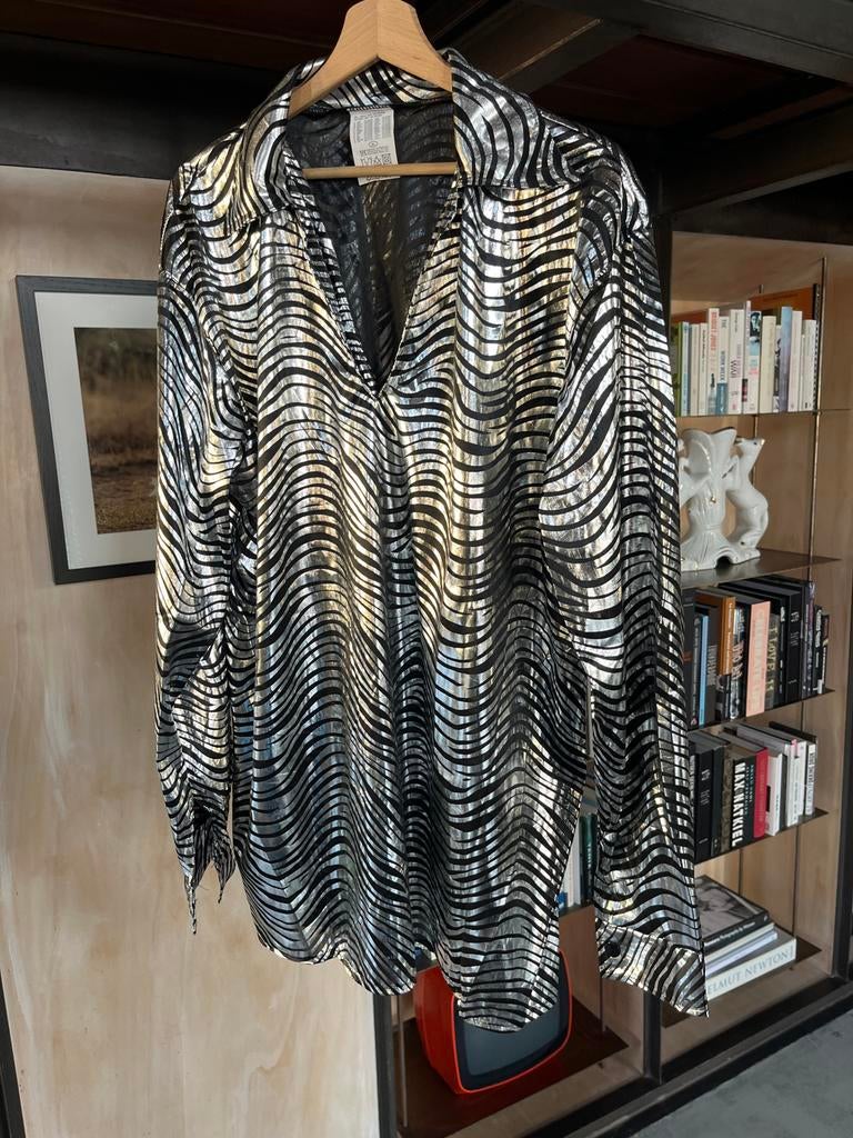 Zebraprint Blouse Zwart/Zilver - XL Carnaval Nieuw!, Kleding | Heren, Carnaval, Ophalen of Verzenden, Kleding, Maat 56/58 (XL)
