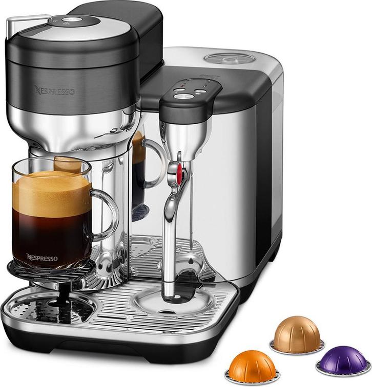 Sage Nespresso Vertuo Creatista Black Stainless Steel, Witgoed en Apparatuur, Koffiezetapparaten, Zo goed als nieuw, Koffiepads en cups