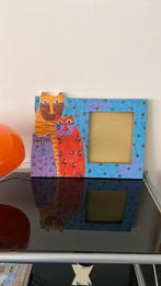 Vintage katten frame schilderij hout antiek retro cat wood, Ophalen of Verzenden, Gebruikt