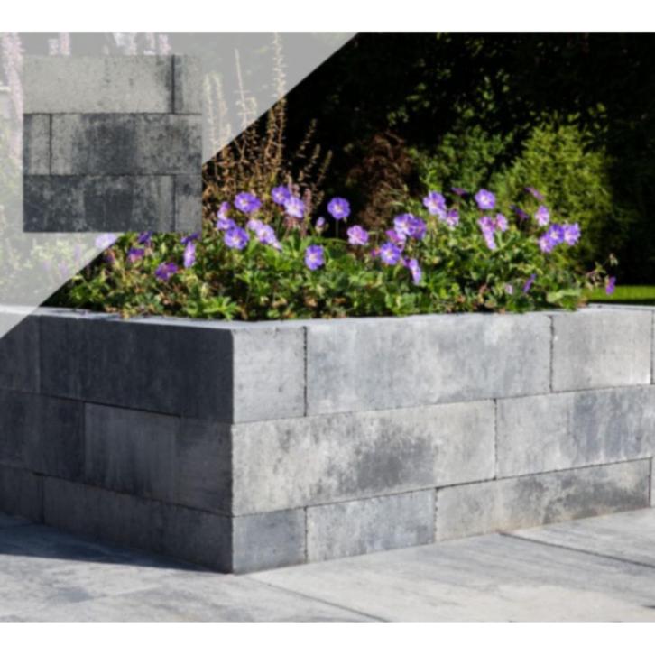 ACTIE Stapelblok linia excellence 15x15x30 grijs zwart, Tuin en Terras, Bielzen en Borders, Nieuw, Biels, Beton, Minder dan 25 cm