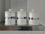 3 Boerenbont voorraadpotten Koffie, Suiker en Thee, Ophalen of Verzenden, Zo goed als nieuw, Overige materialen, Pot, Bus of Blik