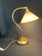 Art deco messing koperen tafellamp lamp opaline glazenkap, Minder dan 50 cm, Glas, Ophalen of Verzenden