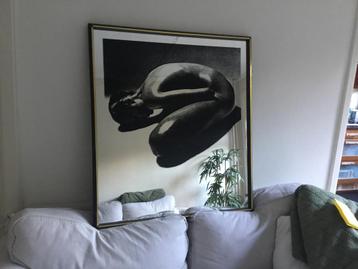 Vintage spiegel jaren 70/80 met foto Japanse fotograaf. beschikbaar voor biedingen