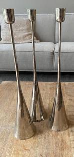 Verzilverde kaarsen kandelaars Pols Potten – 50 cm hoog, 50 tot 75 cm, Ophalen of Verzenden, Zo goed als nieuw, Kandelaar