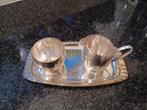verzilverd roomstel en koekschaal en beker alles verzilverd, Antiek en Kunst, Ophalen of Verzenden, Zilver