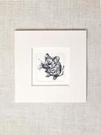 Mini print lief muisje, handgemaakt, 10x10 cm, Minder dan 50 cm, Oorspronkelijke maker, Nieuw, Ophalen of Verzenden