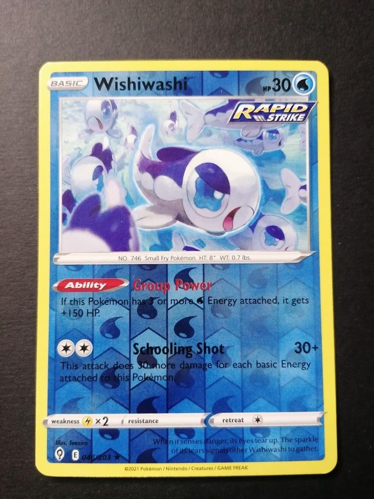 Wishiwashi - Reverse Holofoil Evolving Skies 046/203 Pokémon, Ophalen of Verzenden, Zo goed als nieuw, Foil