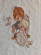 Borduurwerk, zijde, love is kind, meisje, jongen, vintage, Ophalen, Gebruikt, Handborduren, Overige typen
