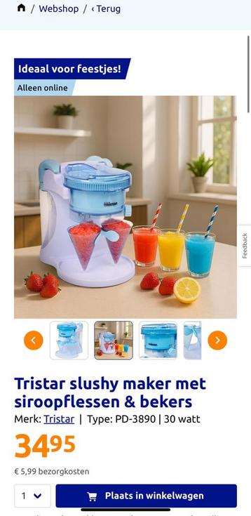 Tristar slushy maker met siroopflessen & bekers beschikbaar voor biedingen
