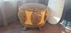 Vintage Poef met Gouden Details, Ophalen, Gebruikt, Stof, 50 tot 75 cm