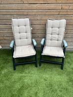 2x Jardin tuinstoelen met 4 tuinkussens, Ophalen, Gebruikt, Kunststof, Verstelbaar