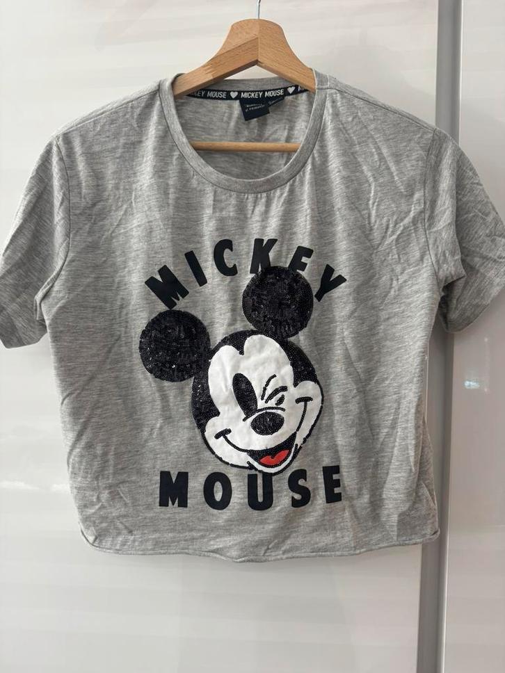 Super gaaf shirt Micky Mouse Glitter maat XS S 158, Kleding | Dames, T-shirts, Zo goed als nieuw, Maat 34 (XS) of kleiner, Korte mouw